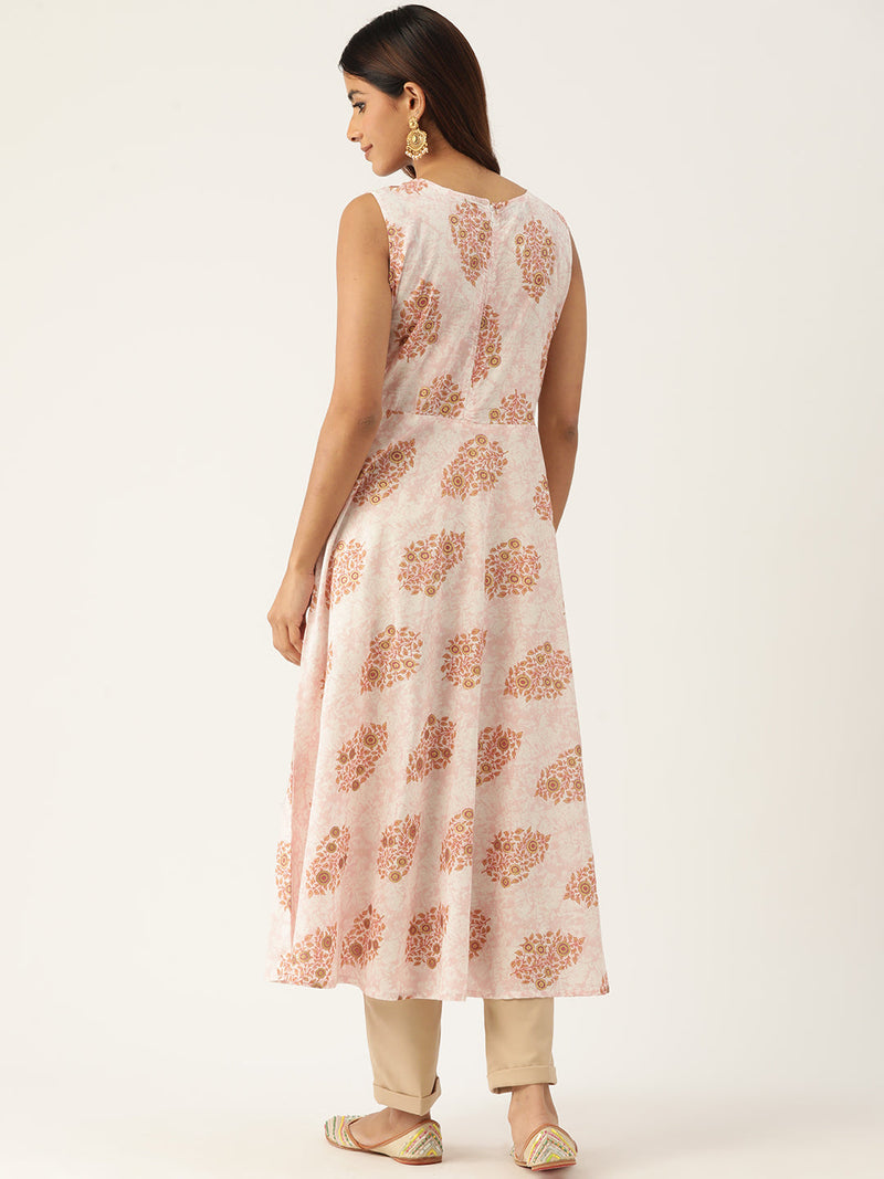 Cotton Printed Sleeveless A-Line Flared Kurti