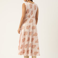 Cotton Printed Sleeveless A-Line Flared Kurti