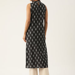 Women’s Pure Cotton Angrakha Kurti with Floral Print | 3/4 Sleeves | Adjustable Side Tie | Sizes S–XXL