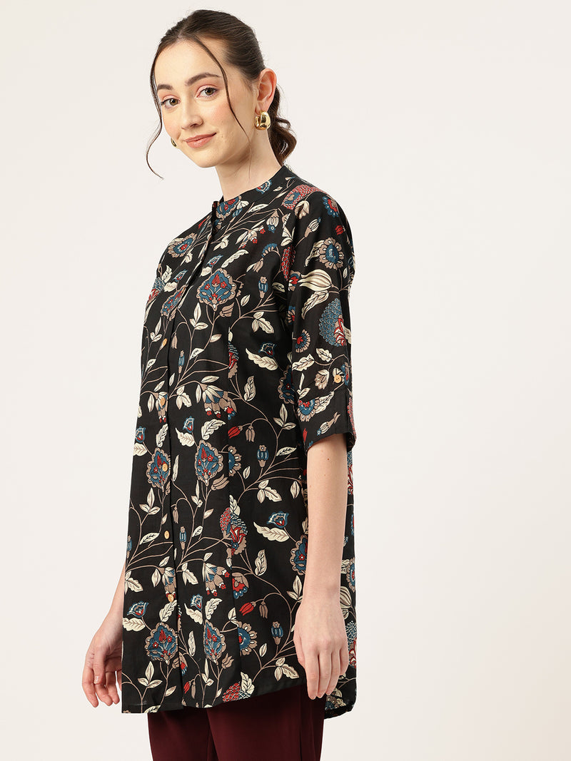 Printed Mandarin Shirt – Casual & Chic