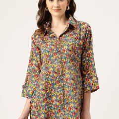 Versatile Collared Shirt with 3/4 Sleeves for Women – Elegant & Casual