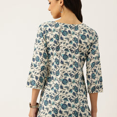 3/4 Sleeve Round Neck Vcut top White3 Colour