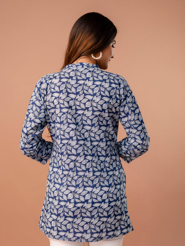 Top – Mandarin Collar, 3/4 Sleeves, Flattering Fit (Sizes S–XXL)