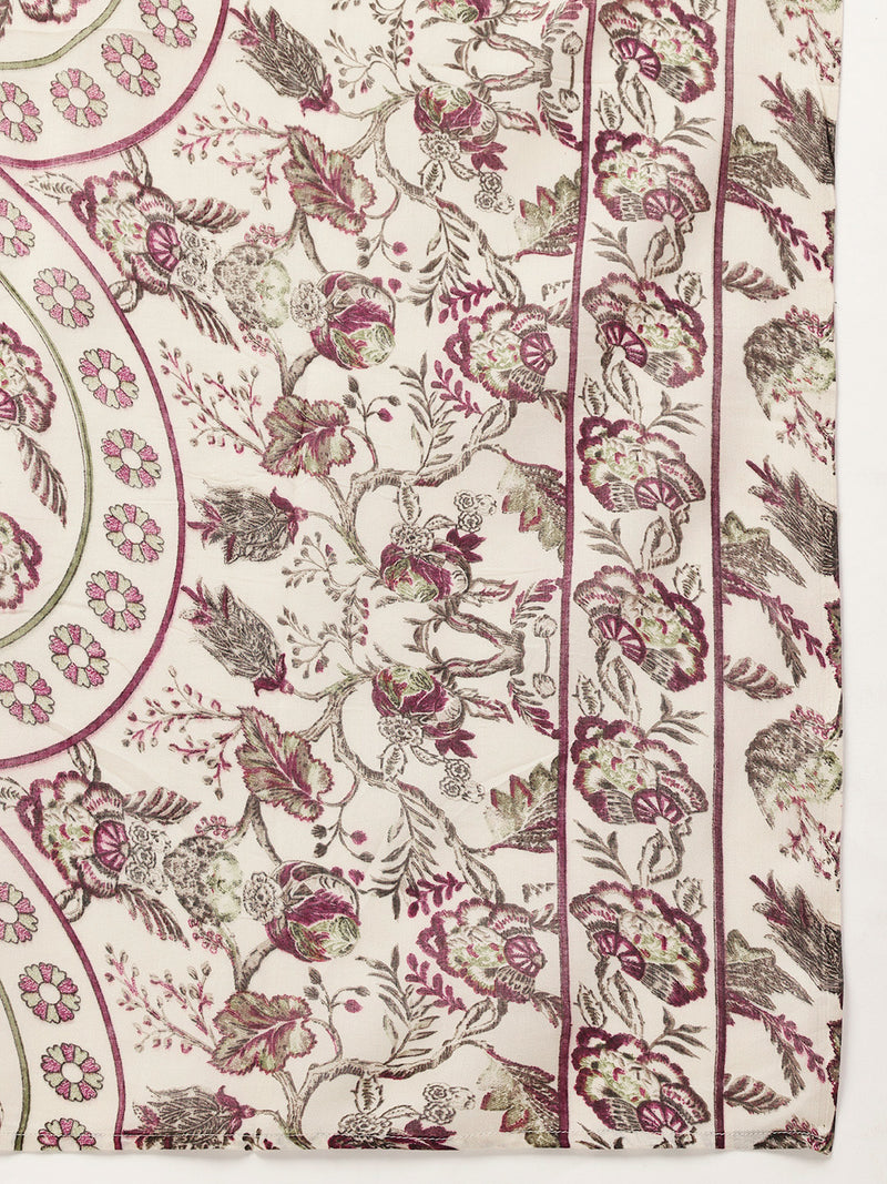 Round V-Cut Neck 3-Piece Kurta Set with Ankle-Length Pants & Full-Length Dupatta (Size S-XXL).