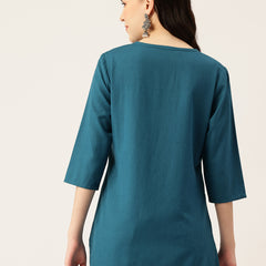 Elegant Short Kurti for Women – 3/4 Sleeves | Round Neck |