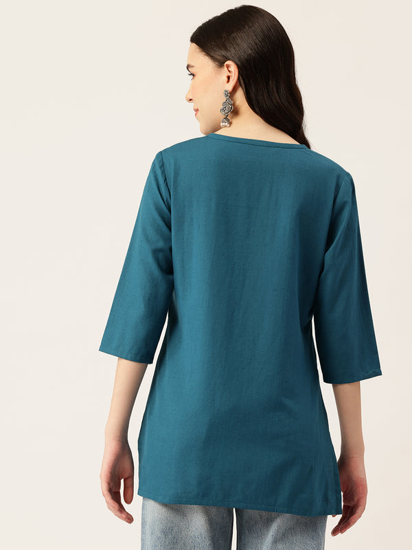 Elegant Short Kurti for Women – 3/4 Sleeves | Round Neck |