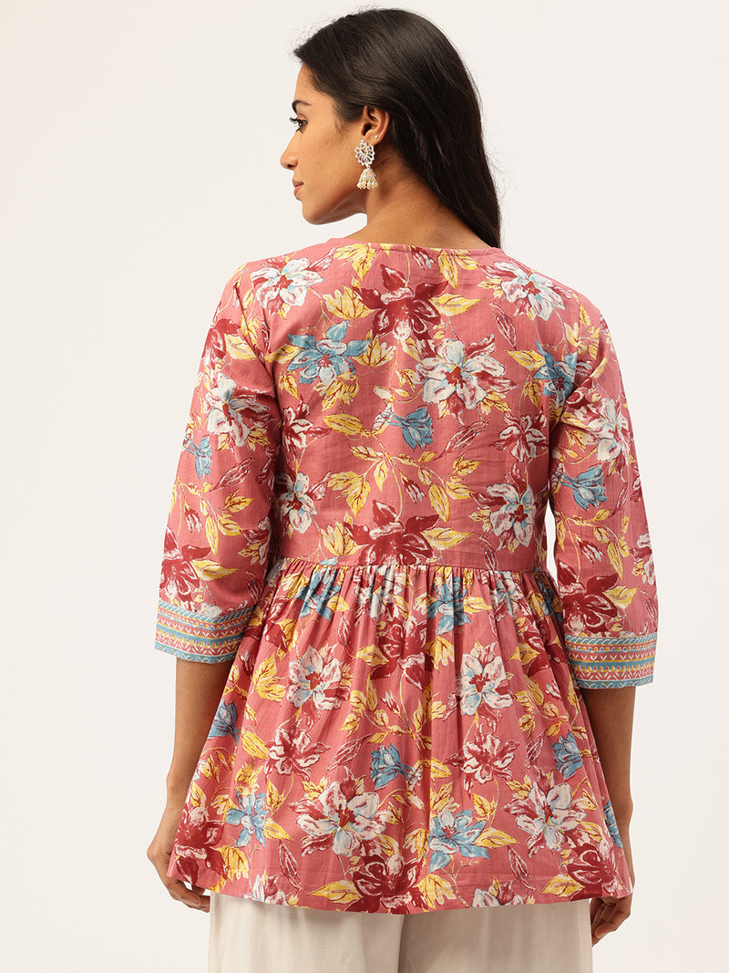 Princess Cut Top for Women - 3/4 Sleeves with Front Drawstrings