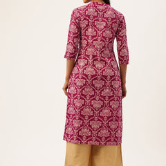 Graceful Long Kurta with 3/4 Sleeves and Button accents A Perfect Fusion of Comfort and Style