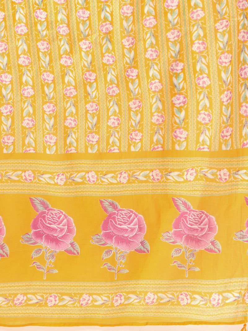 A-line Dupatta Sets - V-Neck, 3/4 Sleeves, Lace Work, Elastic Waistband Pants with Pockets & Full-Length Dupatta (M-XXL)