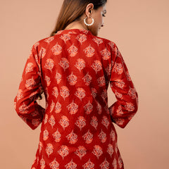 Top – Mandarin Collar, 3/4 Sleeves, Flattering Fit (Sizes S–XXL)