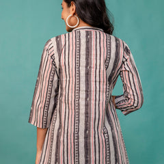 Tunic – Mandarin Collar, 3/4 Sleeves, Flattering Fit (Sizes S–XXL)
