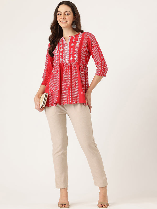 Brown Linen Trouser - Ankle-Length Pant , Partially Elasticated ,Double Pockets