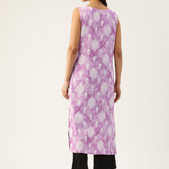 Cotton Boat Neck Sleeveless Straight Kurti