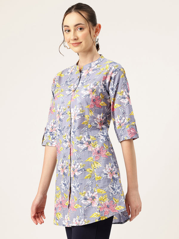 Printed Mandarin Shirt – Casual & Chic