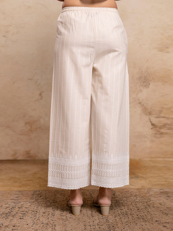 Women’s Cotton Embroidered Wide-Leg Palazzos | Soft, Breathable & Elegant