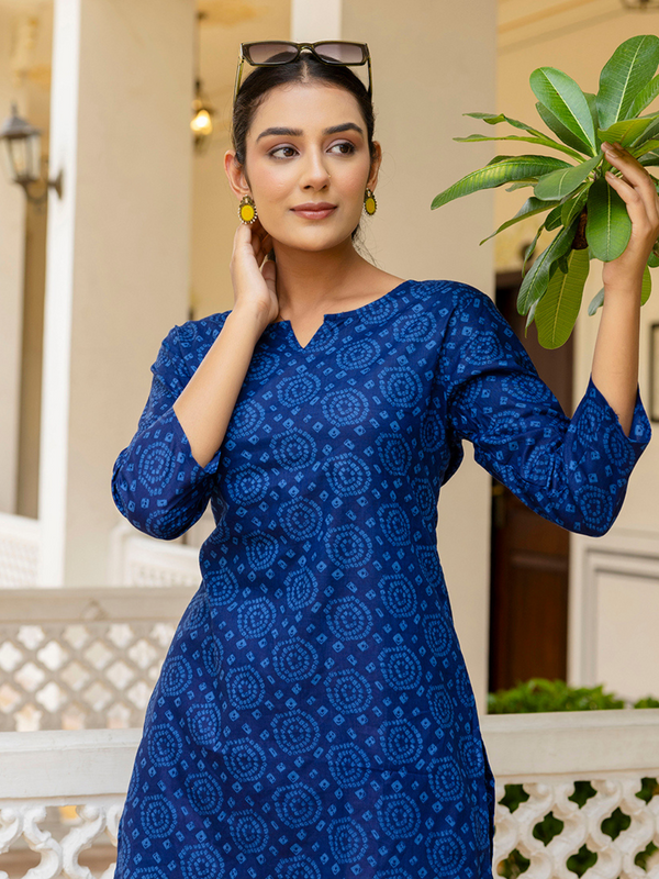 Blue Breezy Printed Cotton Co-Ord Set for Comfortable All-Day Wear