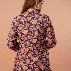 Top – Mandarin Collar, 3/4 Sleeves, Flattering Fit (Sizes S–XXL)