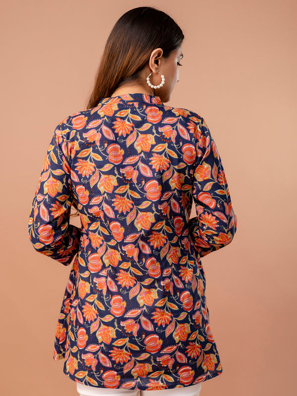 Top – Mandarin Collar, 3/4 Sleeves, Flattering Fit (Sizes S–XXL)