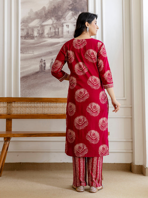 Bordered V-Neck 3-Piece Kurta Set with Ankle-Length Pants & Full-Length Dupatta (M–XXL)