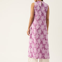 Women’s Pure Cotton Angrakha Kurti with Floral Print | 3/4 Sleeves | Adjustable Side Tie | Sizes S–XXL