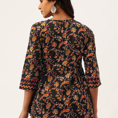 Inner Yoke Short Kurti for Women - Button Detail & 3/4 Sleeves