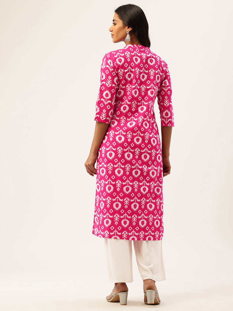 Graceful Long Kurta with 3/4 Sleeves and Button accents A Perfect Fusion of Comfort and Style