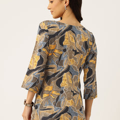 3/4 Sleeve Round Neck Vcut top Multi1 Colour