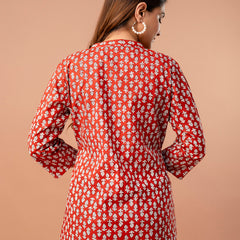 Top – Mandarin Collar, 3/4 Sleeves, Flattering Fit (Sizes S–XXL)