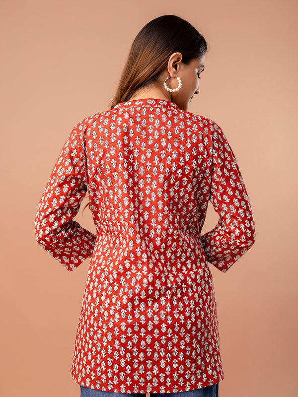 Top – Mandarin Collar, 3/4 Sleeves, Flattering Fit (Sizes S–XXL)