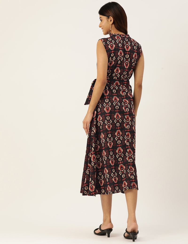 Floral Wrap Angrakha Dress – Lightweight Sleeveless Cotton Perfection