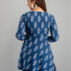 Cotton Printed Dark Blue Short Tunic