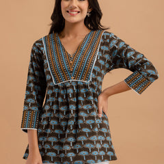 Cotton Printed A-Line Short Tunic