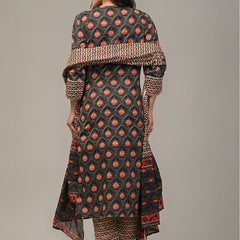 Cotton Printed Grey Kurta Set with Dupatta