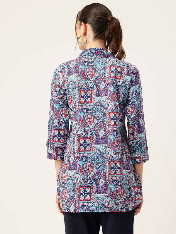 Versatile Collared Shirt with 3/4 Sleeves for Women – Elegant & Casual