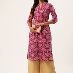 Graceful Long Kurta with 3/4 Sleeves and Button accents A Perfect Fusion of Comfort and Style