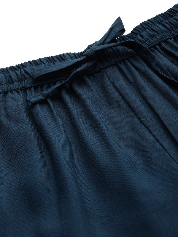 Women's Culottes | Calf-Length Pants with Double Pockets & Elastic Waistband