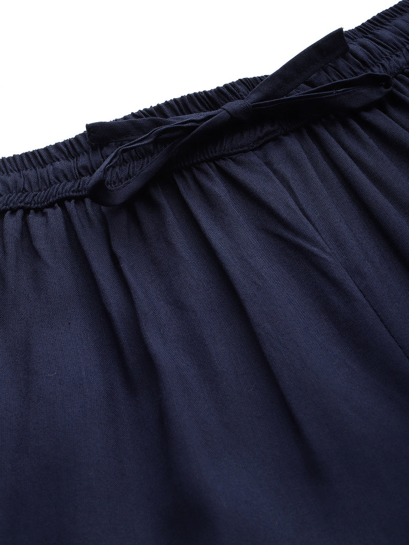 Women's Culottes | Calf-Length Pants with Double Pockets & Elastic Waistband