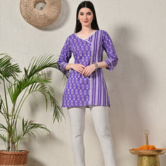 Graceful Wrap-Style Angrakha Cotton Kurti for Everyday Wear