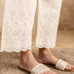 Women’s Cotton Embroidered Wide-Leg Palazzos | Soft, Breathable & Elegant