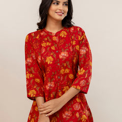 Elegant Mandarin Collar Printed Tunic – Stylish & Comfortable, Sizes