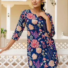 Blue Breezy Printed Cotton Co-Ord Set for Comfortable All-Day Wear