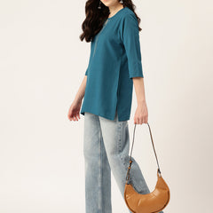 Elegant Short Kurti for Women – 3/4 Sleeves | Round Neck |