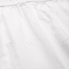 White White Embroidered Cotton Palazzos–Elastic Waist & Ankle-Length with Side Pocket