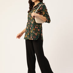 Versatile Collared Shirt with 3/4 Sleeves for Women – Elegant & Casual