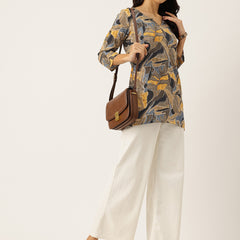 3/4 Sleeve Round Neck Vcut top Multi1 Colour