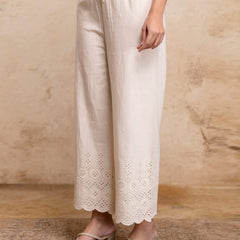 Women’s Cotton Embroidered Wide-Leg Palazzos | Soft, Breathable & Elegant