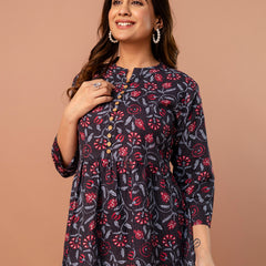 Top – Mandarin Collar, 3/4 Sleeves, Flattering Fit (Sizes S–XXL)