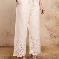 Women’s Cotton Embroidered Wide-Leg Palazzos | Soft, Breathable & Elegant