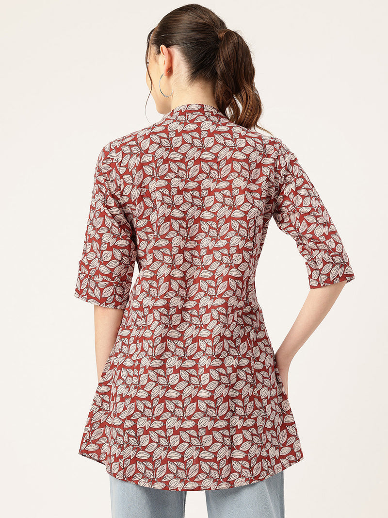 Printed Mandarin Collar top – Casual & Chic