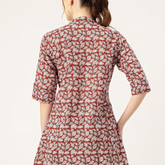 Printed Mandarin Collar top – Casual & Chic